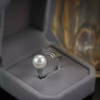 Высококачественное микро-инкрустированное циркониевое кольцо женское нишевое индивидуальное жемчужное кольцо кольцо легкое роскошное темпераментное ювелирное изделие adjustable opening белого золота