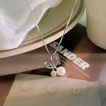 Высококачественное милое ожерелье-бантик с бриллиантами, подарок для подруг, нишевый дизайн, цепочка на ключицу