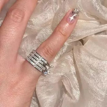 Высококачественное многослойное циркониевое металлическое открытое кольцо с кисточкой, женское нишевое дизайнерское индивидуальное универсальное кольцо с темпераментом