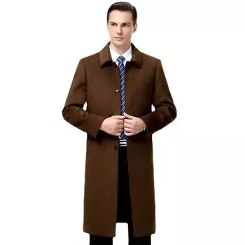 Высококачественное мужское пальто средней длины из кашемира, ветровка для папы среднего возраста на осень и зиму, свободная шерстяная куртка M