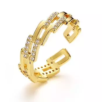 Высококачественное нишевое кольцо для женщин Tide Light Luxury Cold Wind геометрическое полое кольцо трапециевидное открывающееся кольцо-браслет adjustable золотой