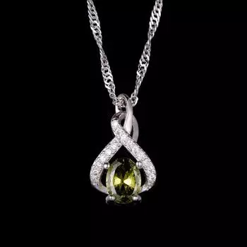 Высококачественное оливково-зеленое ожерелье с подвеской в форме сердца, женская роскошная цепочка на ключицу, серебряное ожерелье 925 пробы, женское темперамент, нежный подарок белый