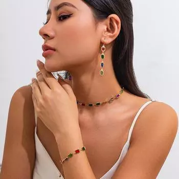 Высококачественное ожерелье с подвеской из цветного хрусталя и бриллиантов ручной работы