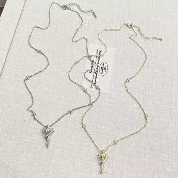 Высококачественное ожерелье со скипетром «Год Змеи»: Iris Cross, уникальная легкая роскошная цепочка для свитера N1361 серебряный