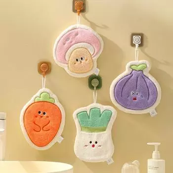 Высококачественное подвесное полотенце для рук с изображением мультяшных животных, коралловое бархатное, быстросохнущее, утолщающее, впитывающее полотенце для домашнего хозяйства