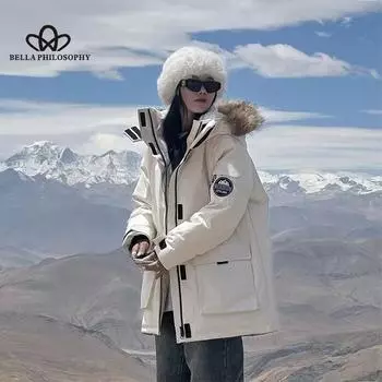 Высококачественное повседневное женское зимнее пальто Теплое премиум-пальто Design Sense Женское повседневное пальто S белый