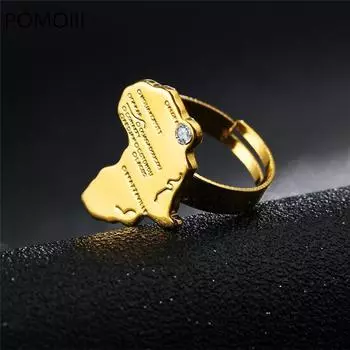 Высококачественное регулируемое кольцо с картой Африки для женщин и мужчин в стиле хип-хоп и панк, инкрустация стразами, модные подарки с картой Африки Resizable