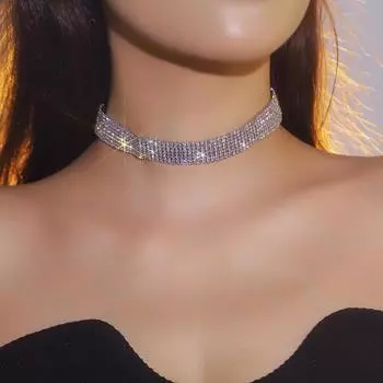 Высококачественное роскошное сверкающее широкое хрустальное ожерелье, воротник для выпускного бала, воротник для подружки невесты, ювелирные изделия, женское ожерелье