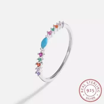 Высококачественное серебряное кольцо с цирконием S925 для женщин. Элегантные ювелирные изделия из стерлингового серебра. Ювелирные изделия на каждый день. Подарок из стерлингового серебра. 6 серебряный