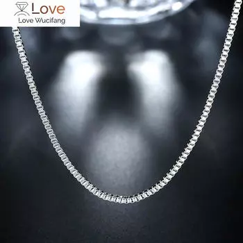 Высококачественное серебряное ожерелье 925 пробы 2 мм с цепочкой-коробкой для мужчин и женщин, модные вечерние свадебные украшения, подарки 40cm 16inches