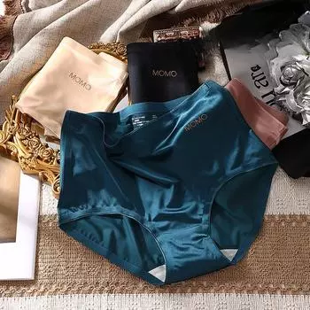 Высококачественное шелковое нижнее белье с женственным ощущением, облегающее ягодицы, антибактериальное женское нижнее белье из шелка тутового шелкопряда со средней посадкой Трусики L чёрный