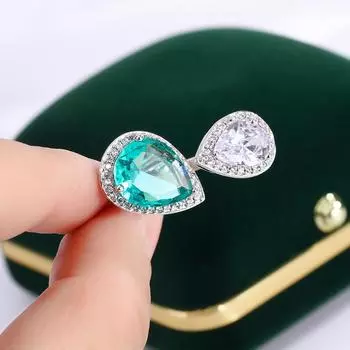Высококачественное сверкающее женское кольцо с цирконием, изысканное зеленое ювелирное изделие с каплями воды из циркония, модное обручальное кольцо белый