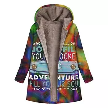 Высококачественное толстое пальто для женщин, весеннее и зимнее, теплое элегантное пальто, плюшевое модное пальто на молнии с принтом S