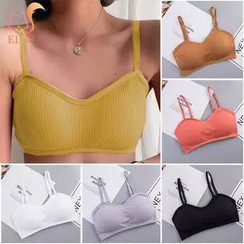 Высококачественное женское нижнее белье, эластичный топ, один размер, полосатый бюстгальтер на бретельках, бесшовный вязаный бюстгальтер без косточек One size белый