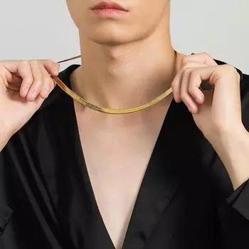 Высококачественное женское ожерелье-чокер из нержавеющей стали 18 карат с цепочкой и лезвием 40cm серебряный