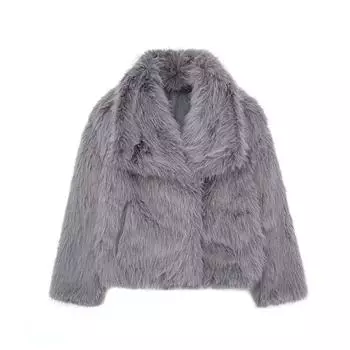Высококачественное женское пальто из толстой овечьей шерсти, женское зимнее меховое пальто XS серый