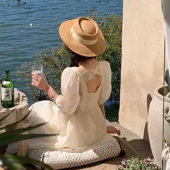 Высококачественное женское платье большого размера, белоснежное корейское платье, свободное платье M белый