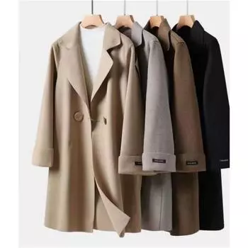 Высококачественное женское шерстяное пальто на осень и весну, удобное и стильное, средней длины M