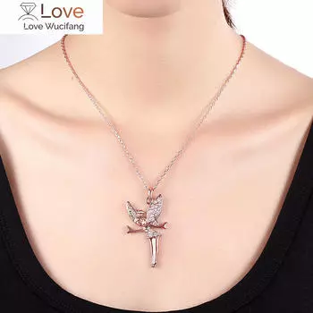 Высококачественное золото 18 карат, красивые подвески в виде ангельских кристаллов, ожерелья 18 дюймов, модные благородные ювелирные изделия, подарки на свадьбу и праздник 45cm