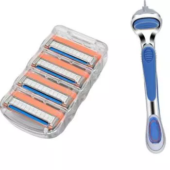 Высококачественные 4 шт острые 5-слойные мужские бритвенные лезвия Baldes с держателем 1 шт оранжевый