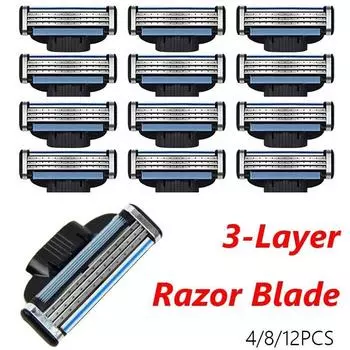 Высококачественные 5-слойные лезвия для бритья для лица, стандартные лезвия Mache3 4PCS