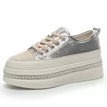 Высококачественные 6 см дышащие туфли-лодочки из искусственной кожи на платформе с сетчатым эффектом, летние блестящие босоножки на толстом каблуке Mary Jane со шнуровкой 35 серебряный