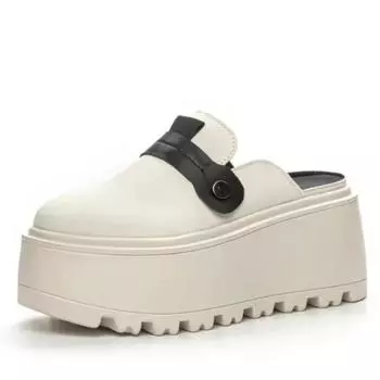 Высококачественные 8 см 2024 года тапочки из натуральной кожи на платформе, женская летняя обувь, босоножки на танкетке, шлепанцы, кроссовки, слипоны 33 чёрный