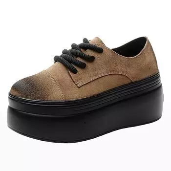 Высококачественные 8 см замшевые ботинки на платформе из натуральной кожи женские весенние снимающие давление осенние ботинки на танкетке ботильоны высокие 33 чёрный