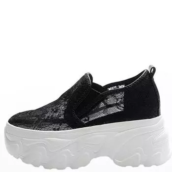 Высококачественные 9 см сетчатые кружевные туфли на платформе с клином, дышащие, полые, женские сандалии со скрытым каблуком, массивные кроссовки, летняя модная обувь 34 белый