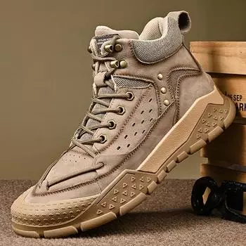 Высококачественные альпинистские ботинки для активного отдыха, зимние бархатные износостойкие джинсовые ботинки со шнуровкой, кожаные походные спортивные высокие ботинки 38