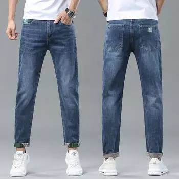 Высококачественные эластичные джинсы, мужские тонкие мужские длинные брюки с принтом, супер мягкие джинсы, модные мужские джинсы, новинка 29
