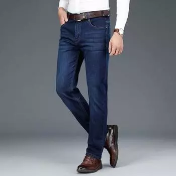 Высококачественные эластичные джинсы, прямая трубка, мужские брюки с высокой талией, новые весенние толстые джинсы 28