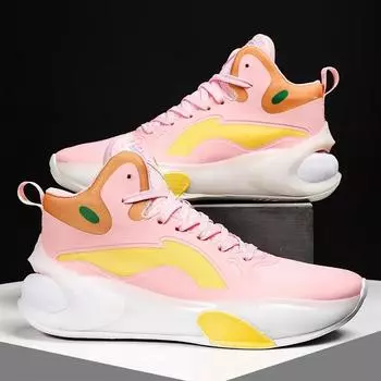 Высококачественные баскетбольные кроссовки унисекс розового цвета с высоким верхом для женщин, профессиональные амортизирующие кроссовки для мужчин 35 белый