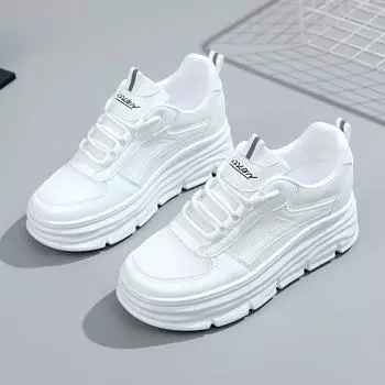 Высококачественные белые массивные кроссовки весна-лето дышащая обувь на платформе Saft Sole вулканизированная обувь модная кожаная повседневная обувь 34 белый