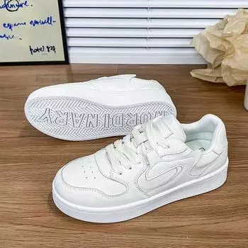 Высококачественные белые, синие, розовые, маленькие белые туфли 2025 года, новые милые женские туфли с юбкой, универсальные повседневные туфли на плоской подошве 35 белый