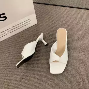 Высококачественные босоножки с открытым квадратным носком и высоким каблуком для женщин в стиле феи 34