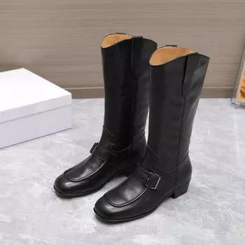 Высококачественные ботинки Martin M6 из телячьей кожи с квадратной головкой, старого цвета, высокие кожаные ботинки с пряжкой и толстым каблуком, универсальные женские ботинки 35 коричневый