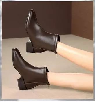 Высококачественные ботинки женские ботильоны на молнии с острым носком обувь на высоком каблуке женские ботинки для вечеринок женская новинка 2024 года зима 35 чёрный