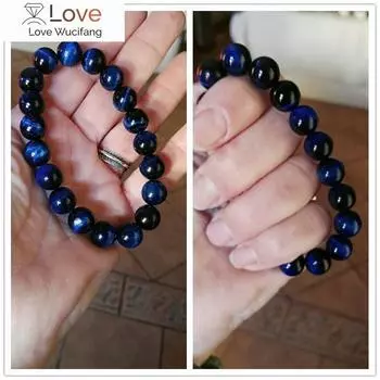 Высококачественные браслеты Будды с синим тигровым глазом, натуральные круглые бусины из камня, эластичная веревка, мужской и женский браслет, цепочка с подвесками, ювелирные изделия Beads 6mm