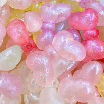 Высококачественные бусины-бабочки, 20 шт./компл., модные акриловые аксессуары для самостоятельного изготовления бисера с отверстиями для ожерелья, сережек, изготовления ювелирных изделий для волос, блестящая пудра разноцветный