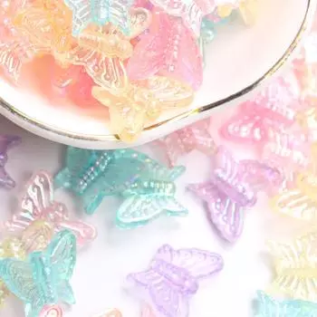 Высококачественные бусины-бабочки для изготовления ювелирных изделий. Изготовленные свободные бусины-разделители. Хрустальный браслет ручной работы. Изготовление ожерелья из акрила с многоцветным отверстием. 200Pcs разноцветный