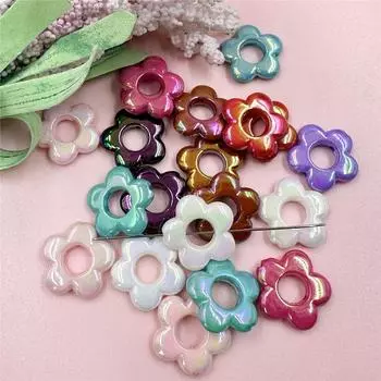 Высококачественные бусины из материала ручной работы, креативные 19 мм акриловые иллюзорные цветные пятиугольные цветочные модные ювелирные аксессуары для изготовления сережек и ожерелий коричневый