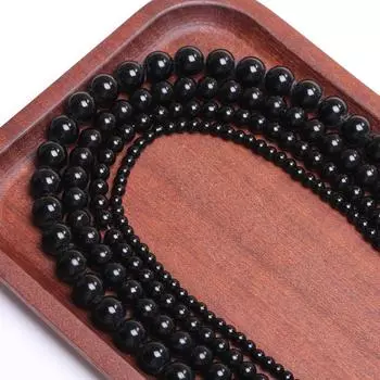 Высококачественные бусины-разделители 4, 6, 8, 10, 12 мм для самостоятельного изготовления ожерелья, браслета, ювелирных изделий, круглые бусины из черного агата, натуральные 40Pcs 4mm