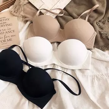 Высококачественные бюстгальтеры, бесшовное женское нижнее белье, 1/2 чашки, бюстгальтер пуш-ап с маленькой грудью, однотонный беспроводной, удобный, нижнее белье с чашками компакт-дисков больших размеров 70A чёрный