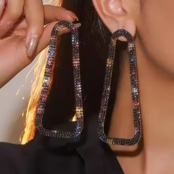 Высококачественные цветные блестящие длинные серьги со стразами, модные универсальные серьги, серьги для ночного клуба, серьги для вечеринок, женские серьги, 1 пара
