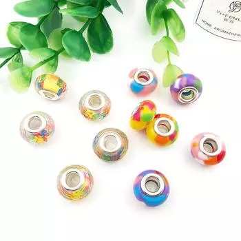 Высококачественные цветные бусины, браслет 8x14 мм, радужные бусины из смолы в стиле «сделай сам», бусины из нити, 10 шт., большое отверстие Style 4