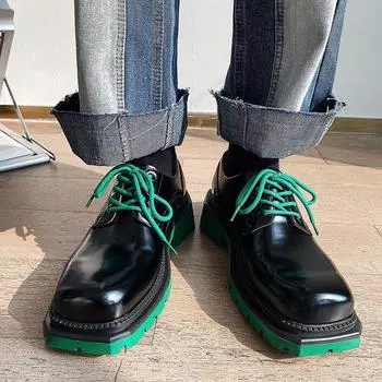 Высококачественные деловые мужские туфли с квадратным носком, повседневные кожаные туфли 2024 года, свадебные туфли на шнуровке, мужские туфли дерби для джентльменов 38 чёрный