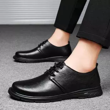Высококачественные деловые туфли на шнуровке, мужская обувь, повседневная обувь на весну и осень 2024 года, ручная работа, натуральная кожа для мужчин, оксфорды 38 чёрный