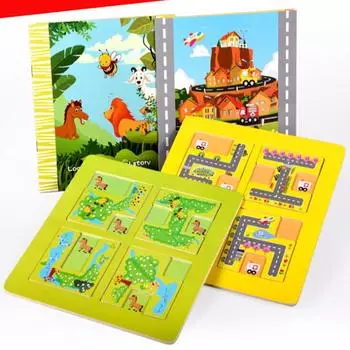 Высококачественные детские головоломки с животными-лабиринтами IQ Mind Logic Brain Teaser Puzzles Game Toys For Kids Learn зелёный
