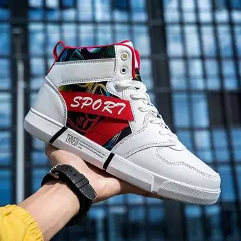 Высококачественные дышащие мужские высокие кроссовки, цветные повседневные кроссовки, мужская обувь, удобные высокие туфли с принтом zapatillas hombre 35 чёрный